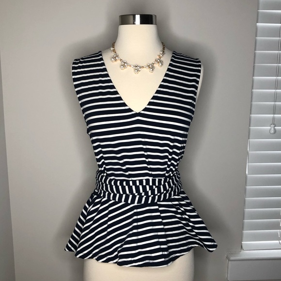 J. Crew Tops - J.Crew Sleeveless Tie Waist Striped Top Size L